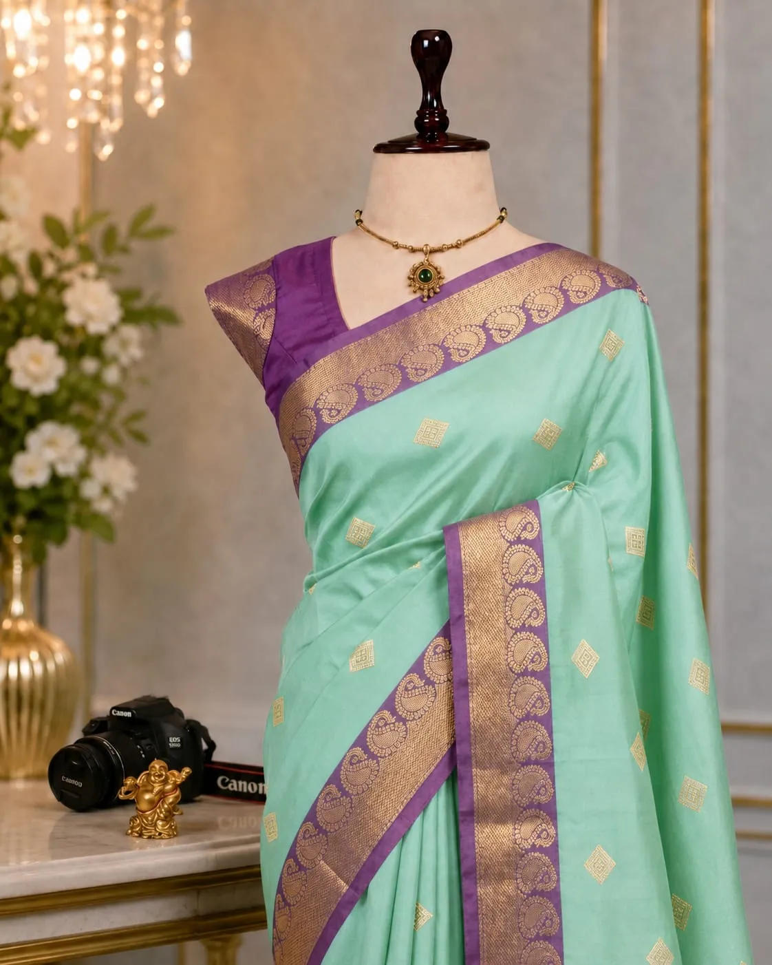 Paisley Zari Border Semi Silk Saree